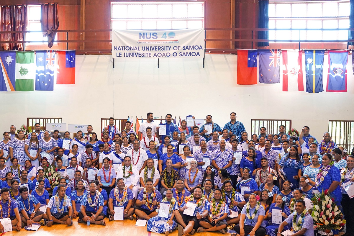 APTC graduates in Samoa celebrate their achievements at the graduation ceremony in Apia on 8 August, 2024.