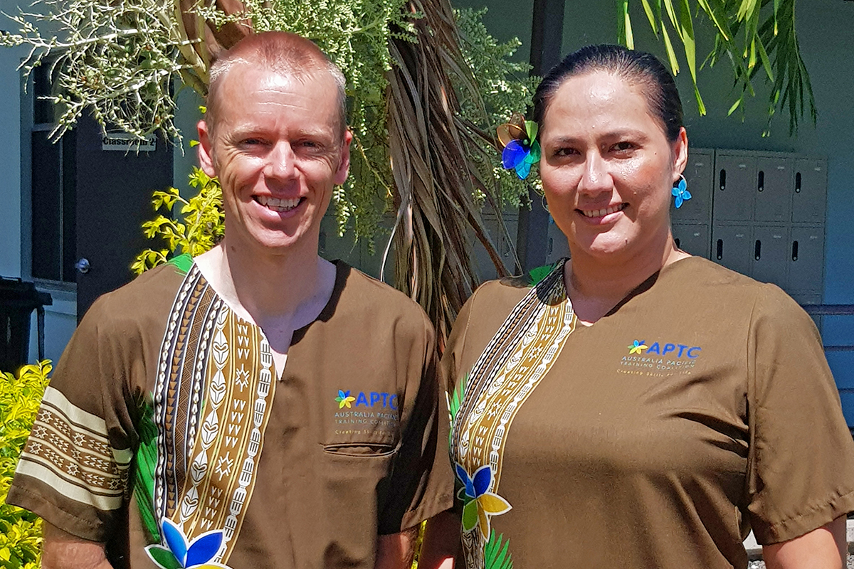 From left- APTC Vocational Training Manager - Samoa, Mr Mr Andrew Colquh...