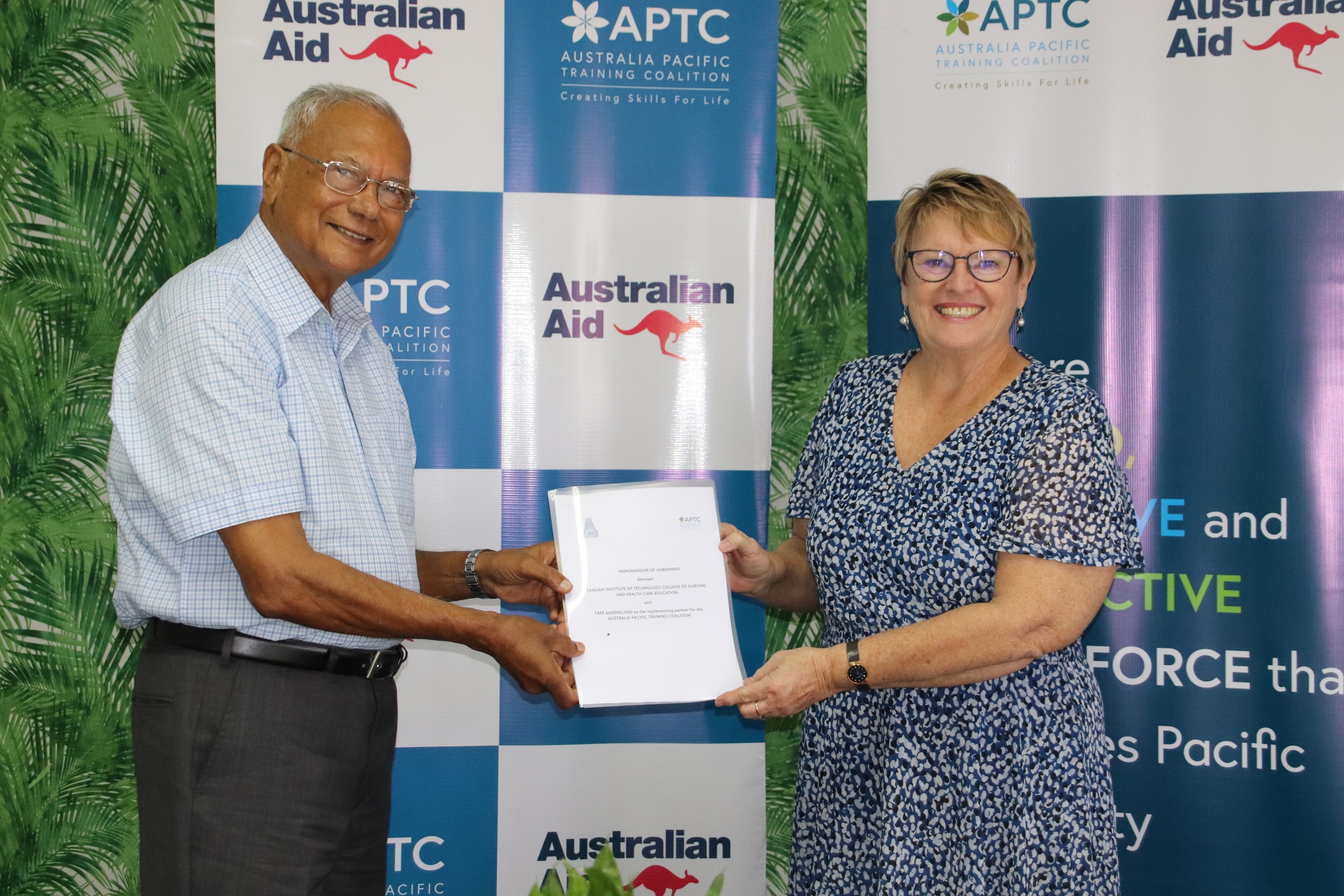 Photo- Mr Amraiya Naidu and Ms Janelle Chapman at the partnership signing.